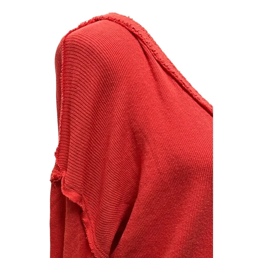 Free People We The Free Colby Tee Orange Slouchy Raw Hem Oversized Top Medium